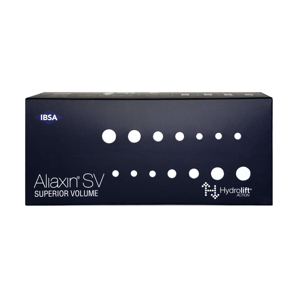 Aliaxin SV Dermalfiller von IBSA Pharmaceutics, 2x1,1ml Hyaluronsäure für tiefe Volumenaugmentation, sichtbarer Füllstoff.