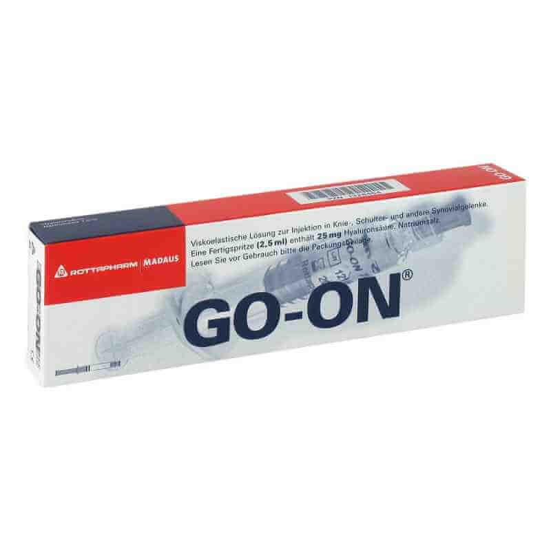 Hyaluronsäure-Injektion, Go-On 25mg/2,5ml Fertigspritze von Viatris, für ästhetische Behandlungen, in der Spritze sichtbar