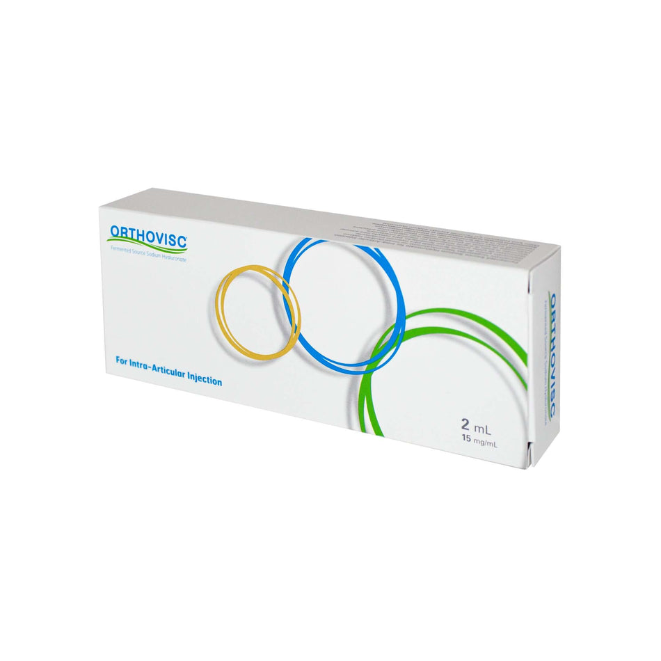 Orthovisc 30mg 2ml Hyaluronsäure-Injektion für Gelenke bei Arthrose, mit Spritze und Applikationslösung.