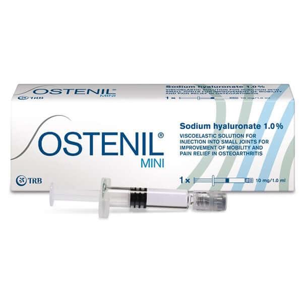 Ostenil Mini Gelenkspritze mit 10mg Hyaluronsäure für kleine Gelenke, von TRB Chemedica AG, in einer 1ml Spritze.