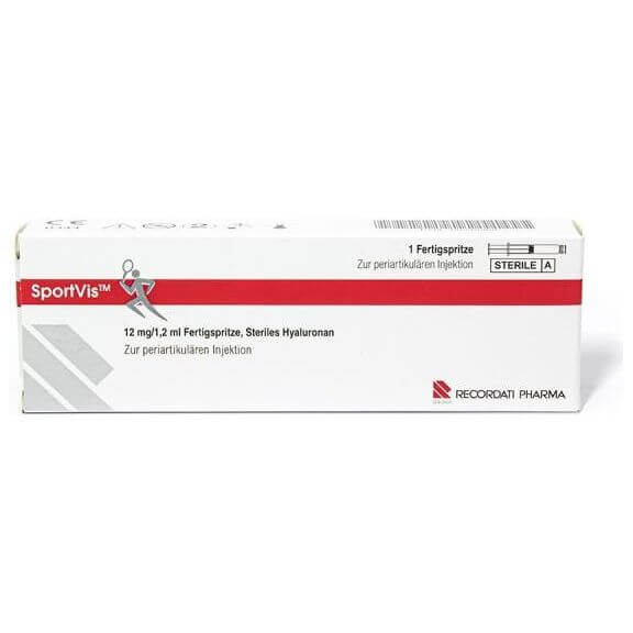 SportVis 12mg x 1,2ml Injektionslösung zur Behandlung von Gelenkschmerzen und Unterstützung der Gelenkbeweglichkeit.